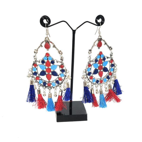 Meenakari Afghan Tassel Dangle & Drop Earrings - Image 4