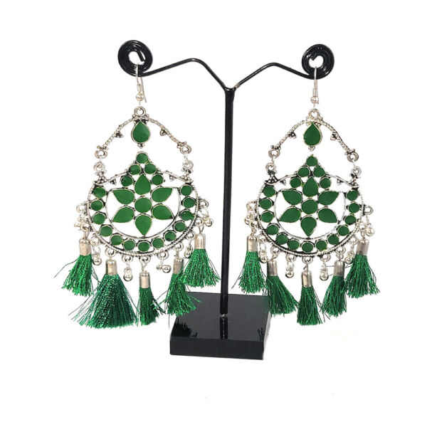 Meenakari Afghan Tassel Dangle & Drop Earrings - Image 5
