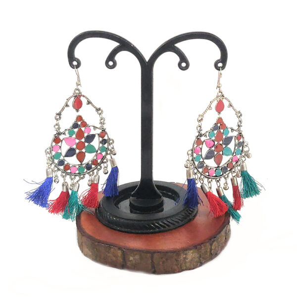 Meenakari Afghan Tassel Dangle & Drop Earrings - Image 3