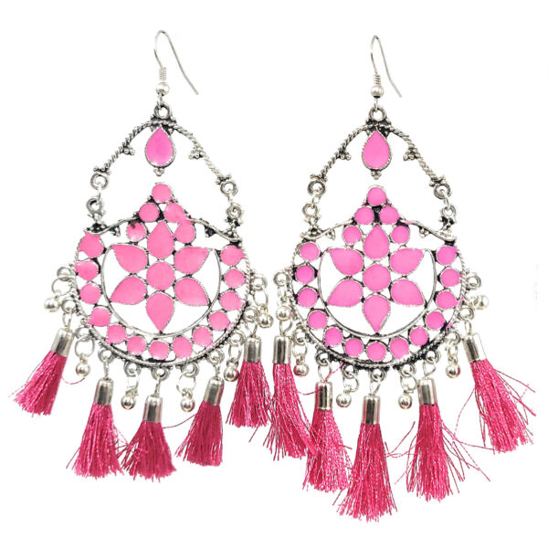 Meenakari Afghan Tassel Dangle & Drop Earrings
