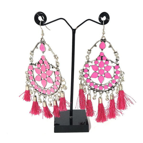 Meenakari Afghan Tassel Dangle & Drop Earrings - Image 2