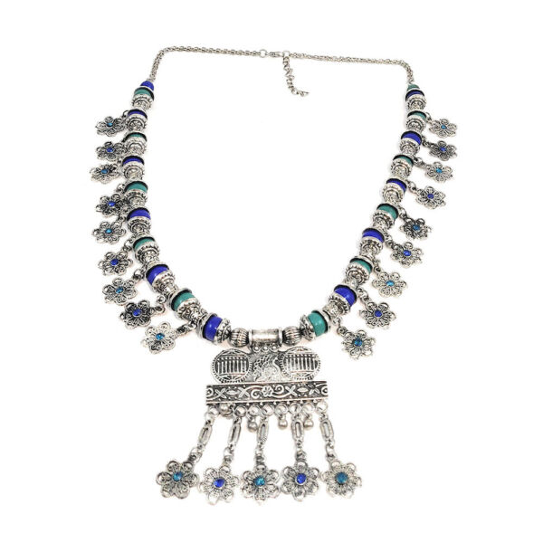 Oxidised Multicolour Oxidised Floral Beads Necklace - Image 2