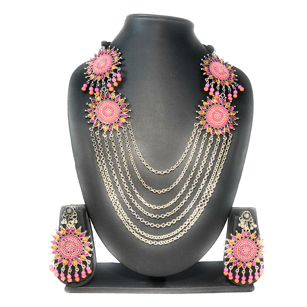 Buy Yellow Chimes Oxidised Handcrafted Classic Design Long Necklace Set  Online