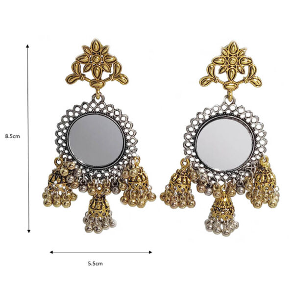 Dual Tone Mirror Choker and Jhumka Set - Image 2