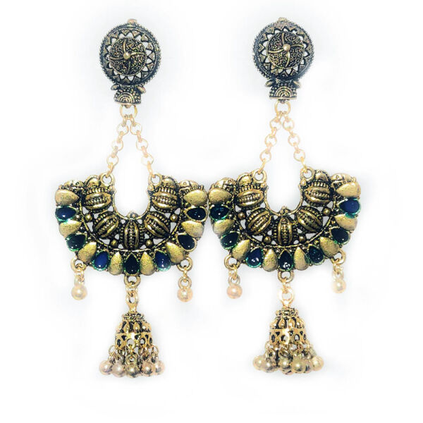 Antique Golden Tassel Chain Necklace and Earrings Set - Image 4