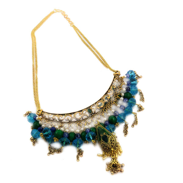 Antique Golden Tassel Chain Necklace and Earrings Set - Image 3