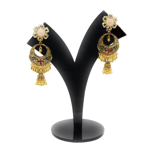 Oxidised Faux Meenakari Dangle Earrings Combo - Image 5