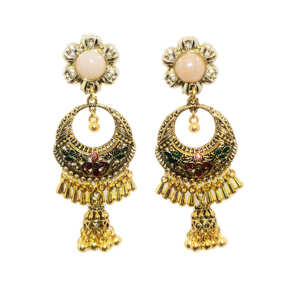 Oxidised Faux Meenakari Dangle Earrings Combo - Image 3