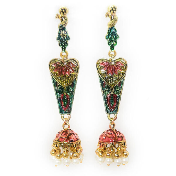Antique Golden Blue Necklace and Earring Set - Image 4