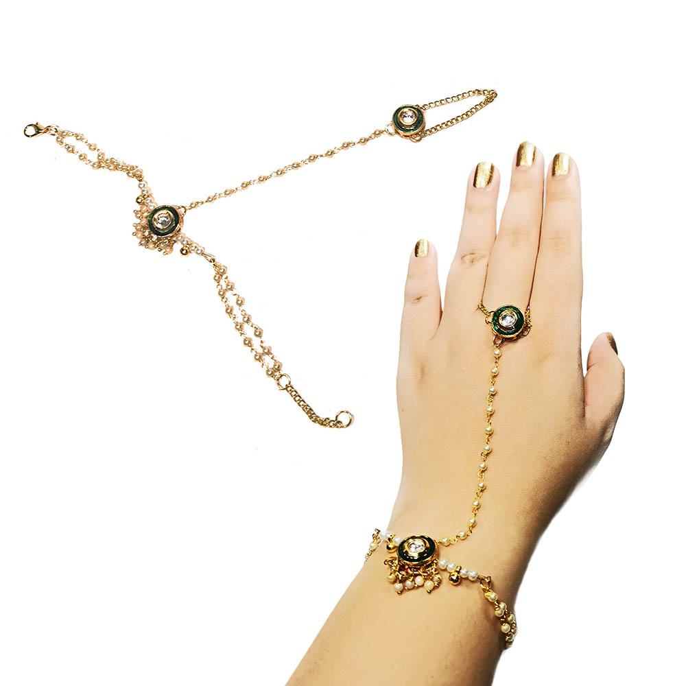 Buy Kundan Bracelet/haathphool /polki Bracelet/finger Bracelet/ Matte Gold  Ring Bracelet/hand Harness/indian Bridal Bracelet/hath Panja/mehandi Online  in India - Etsy