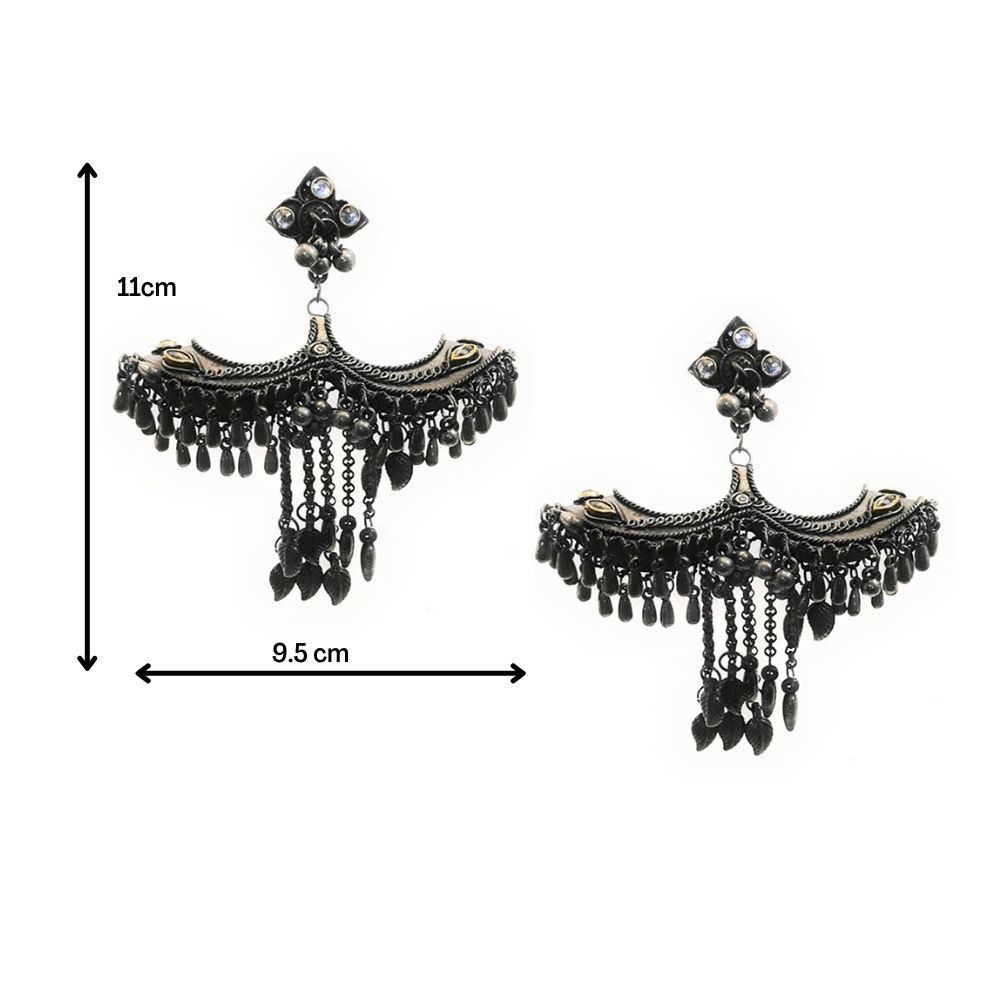 Yellow Chimes Stud Earrings for Women Ethnic Silver Oxidised Earrings –  YellowChimes