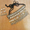 Oxidised German Silver Mirror Choker Necklace and Earrings Set for Women- Design B - Image 4