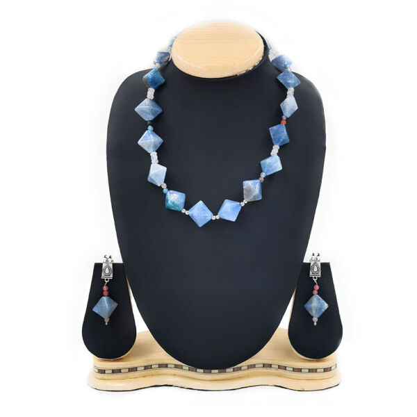 Agate Beads Necklace and Earrings Set - Image 2