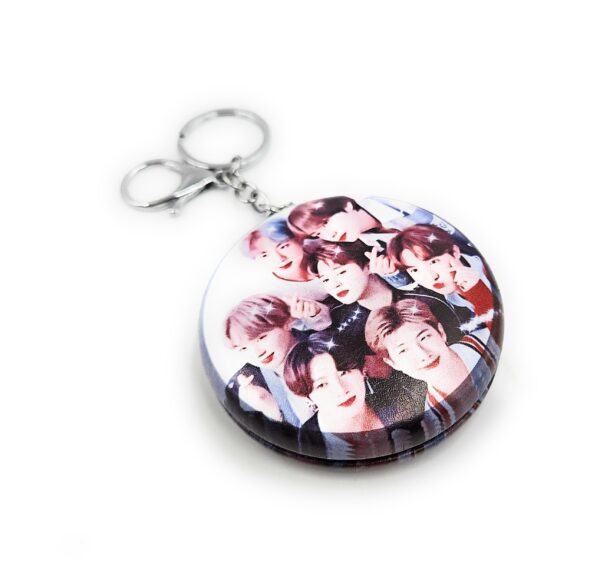 BTS Round Pocket Mirror Keychain - Image 2