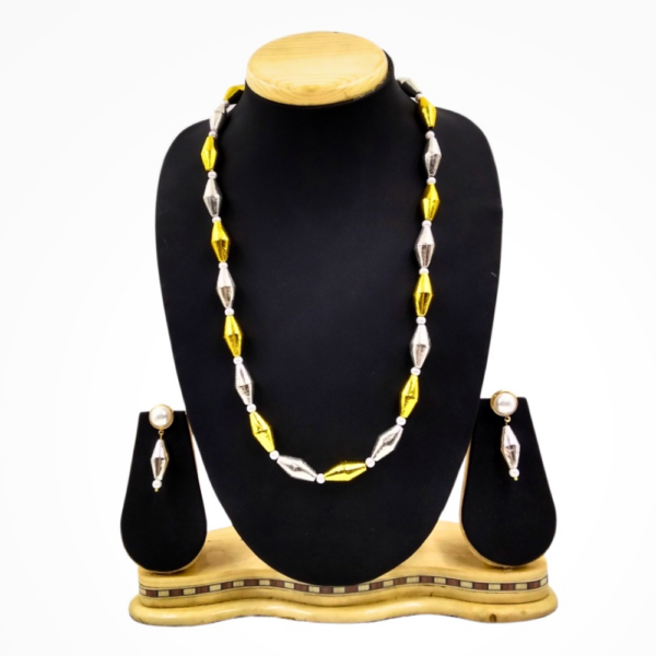 Handmade Dokra Beads Long Necklace and Earrings Set - Image 4