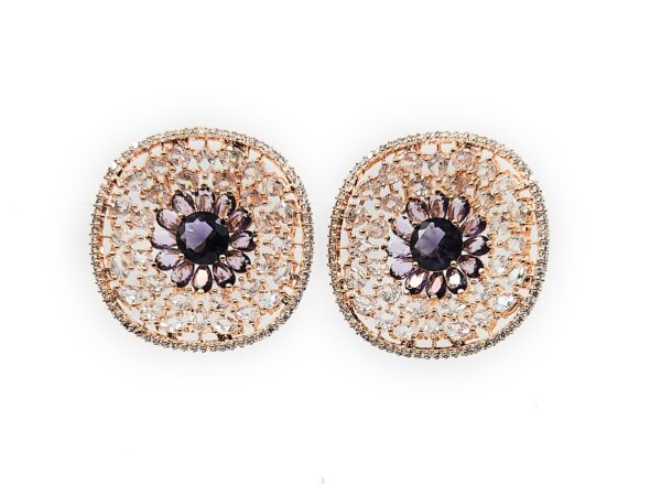 Big Flower Design AD Stud Earrings - Image 2