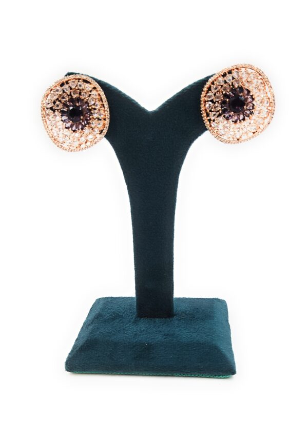 Big Flower Design AD Stud Earrings - Image 3