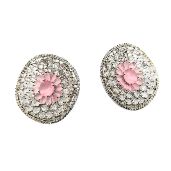 Big Flower Design AD Stud Earrings