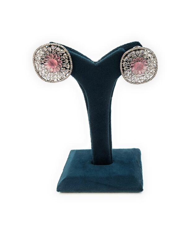 Big Flower Design AD Stud Earrings - Image 6