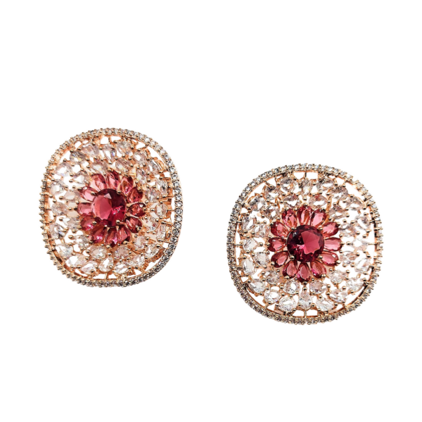 Big Flower Design AD Stud Earrings - Image 8