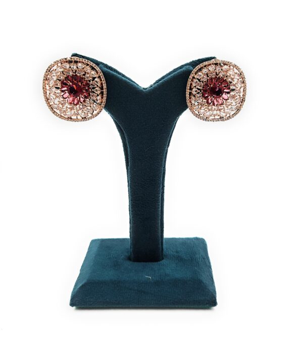 Big Flower Design AD Stud Earrings - Image 9