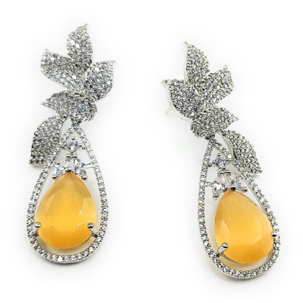 Antique Silver Orange AD Studs Earring
