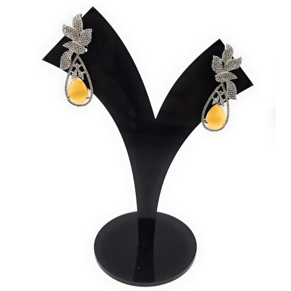 Antique Silver Orange AD Studs Earring - Image 3