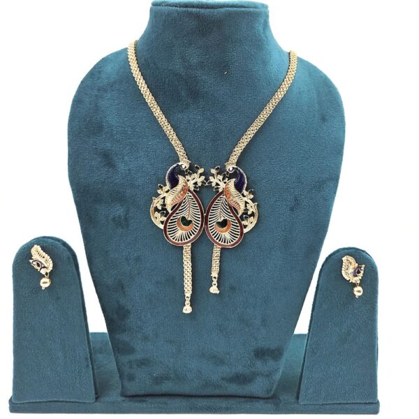 Peacock Design Brass Necklace set with Earrings