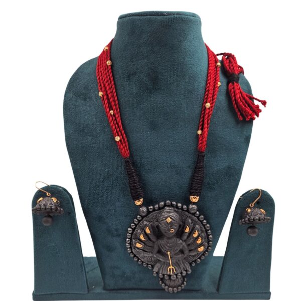 Handcrafted Terracotta Maa Durga Necklace Set with Earrings
