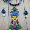 Handcrafted Terracotta Durga Antique Necklace Set with Earrings - Image 4