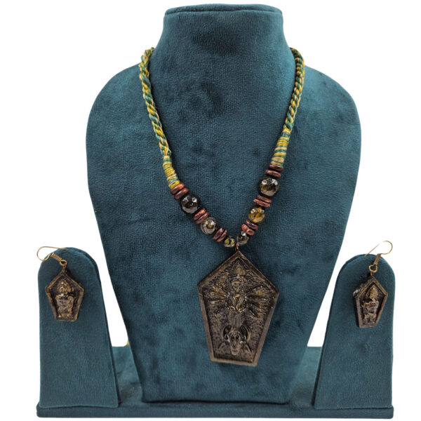 Handcrafted Terracotta Durga Necklace Set with  Earrings